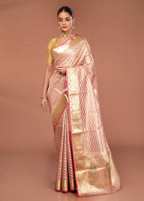 Pink Tissue Silk Saree With Blouse Piece
