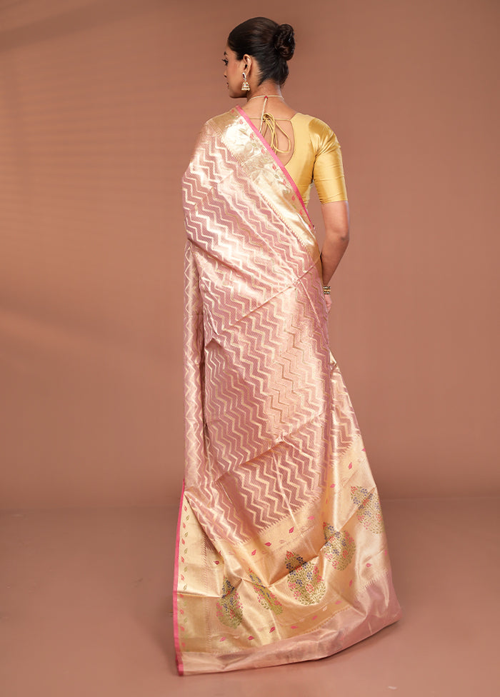 Pink Tissue Silk Saree With Blouse Piece