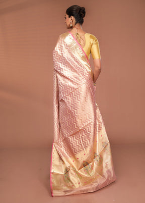 Pink Tissue Silk Saree With Blouse Piece