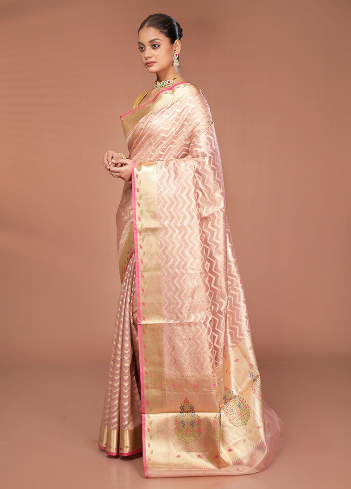 Pink Tissue Silk Saree With Blouse Piece