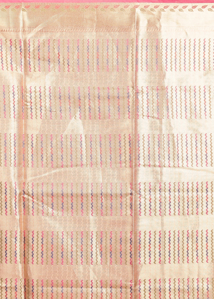 Pink Tissue Silk Saree With Blouse Piece