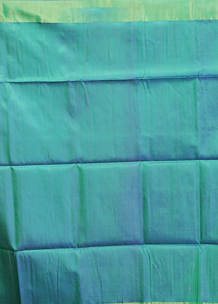 Blue Handloom Kalakshetra Pure Silk Saree With Blouse Piece
