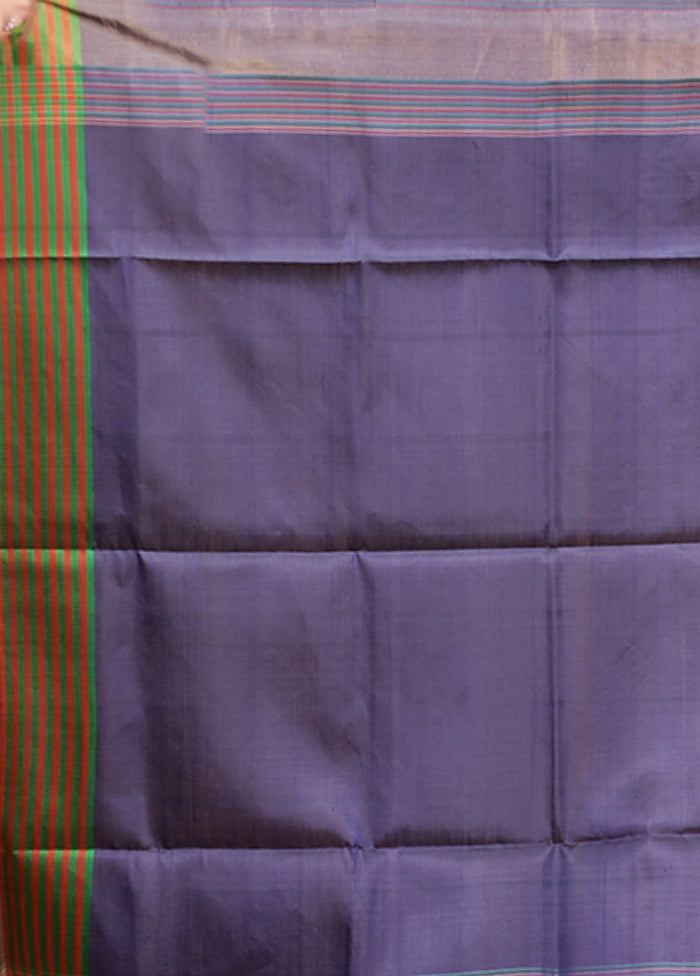 Peach Handloom Kalakshetra Pure Silk Saree With Blouse Piece