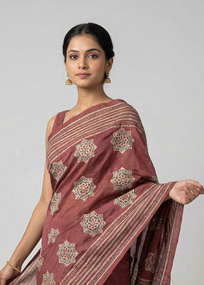 Pink Tussar Silk Saree With Blouse Piece