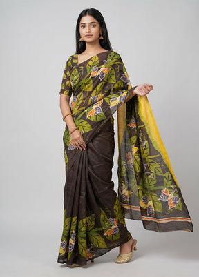 Multicolor Printed Silk Saree Without Blouse Piece