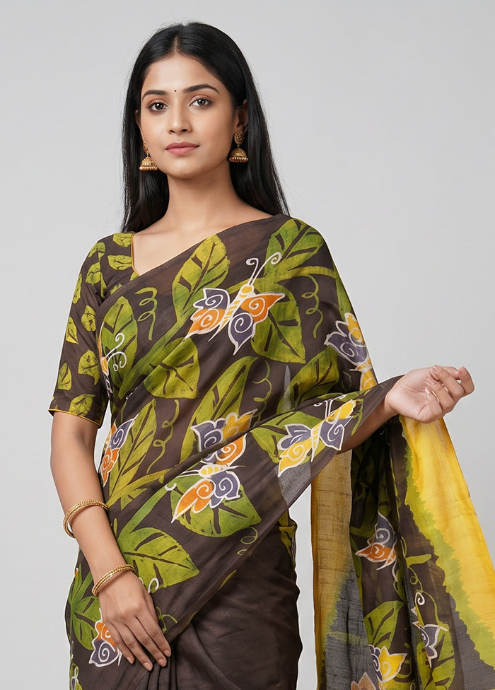 Multicolor Printed Silk Saree Without Blouse Piece