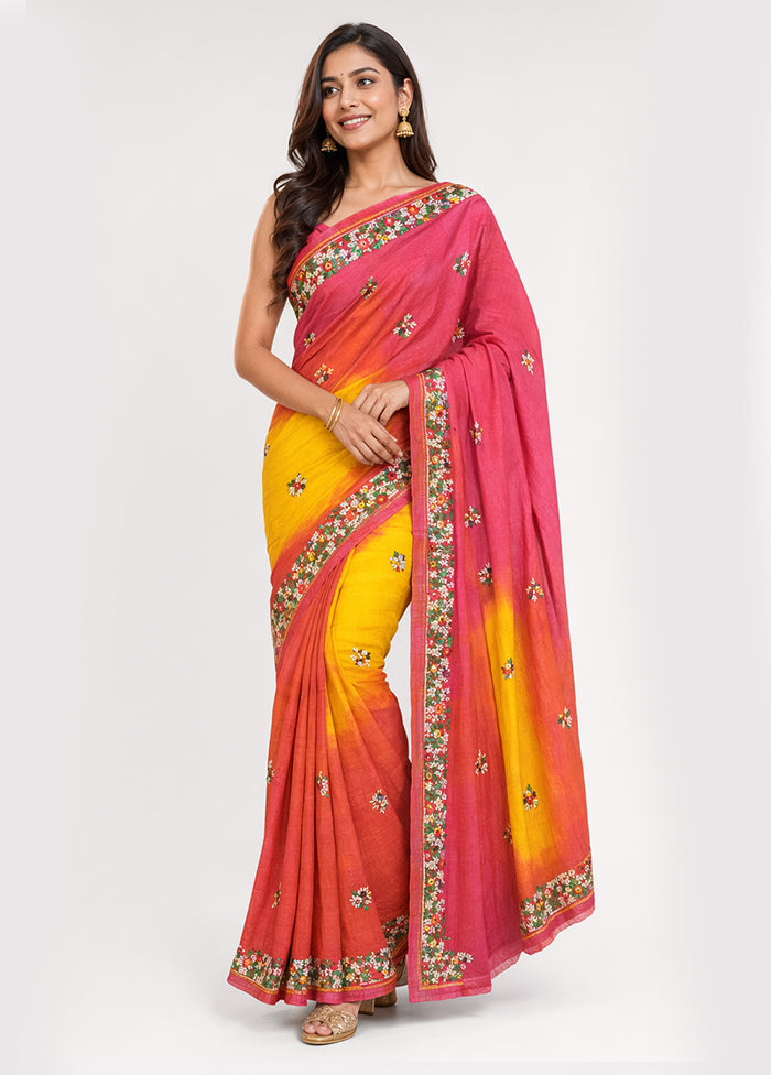 Pink Handloom Tussar Pure Silk Saree With Blouse Piece