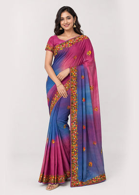 Purple Handloom Tussar Pure Silk Saree With Blouse Piece
