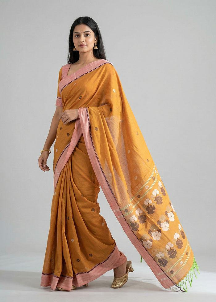 Rust Matka Silk Saree With Blouse Piece