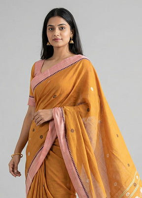 Rust Matka Silk Saree With Blouse Piece