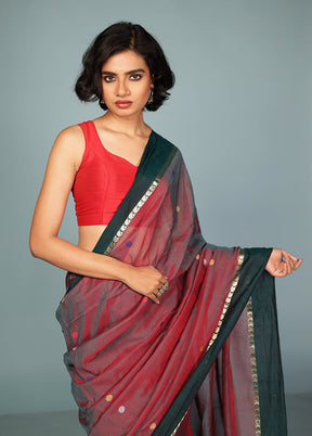 Maroon Matka Silk Saree Without Blouse Piece