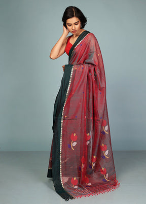 Maroon Matka Silk Saree Without Blouse Piece