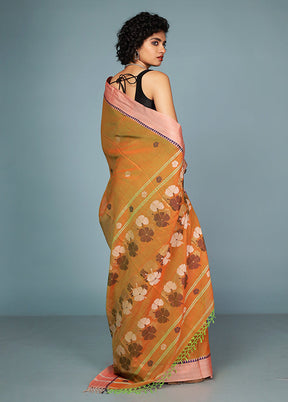 Rust Matka Silk Saree Without Blouse Piece