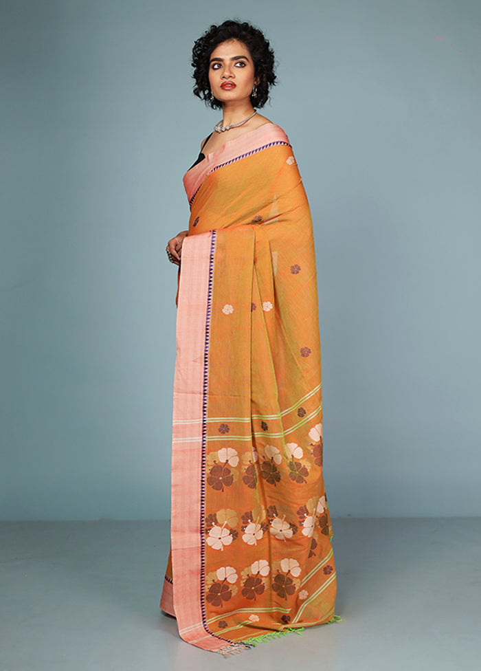 Rust Matka Silk Saree Without Blouse Piece