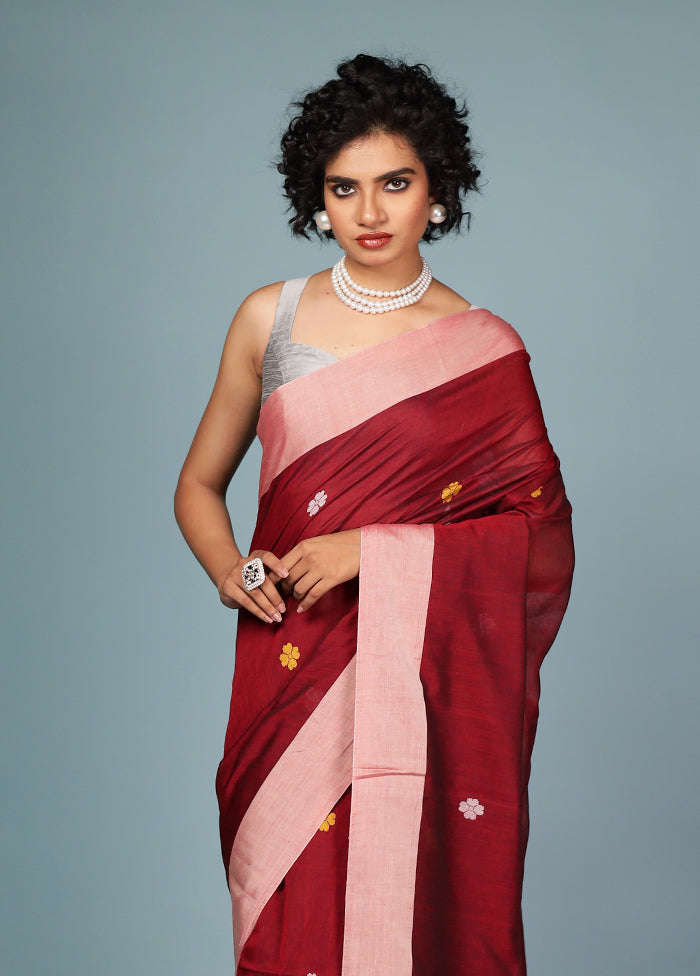 Pink Matka Silk Saree Without Blouse Piece