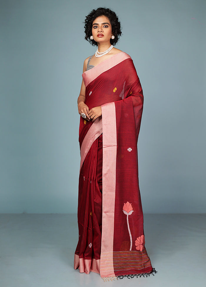 Pink Matka Silk Saree Without Blouse Piece