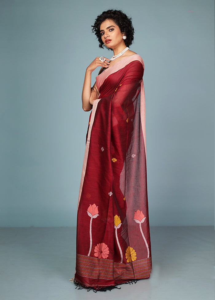 Pink Matka Silk Saree Without Blouse Piece