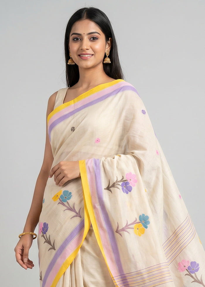 White Matka Silk Saree With Blouse Piece