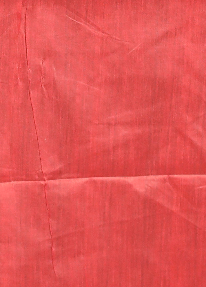 Rust Tussar Silk Saree With Blouse Piece