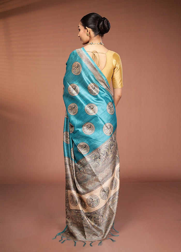 Green Tussar Silk Saree With Blouse Piece
