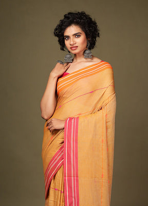 Rust Matka Silk Saree Without Blouse Piece