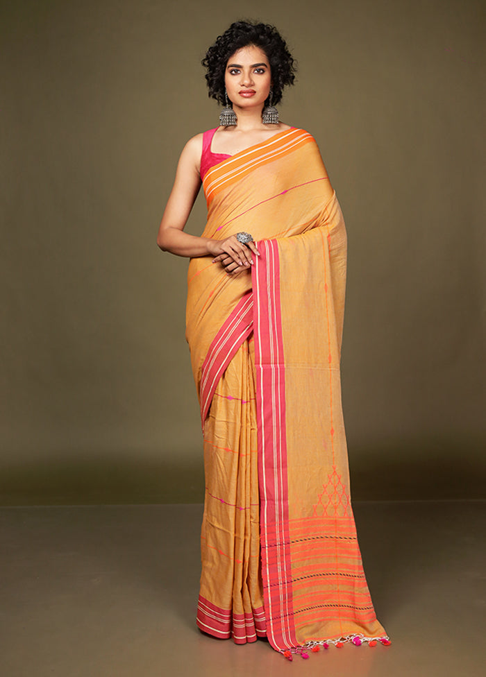 Rust Matka Silk Saree Without Blouse Piece
