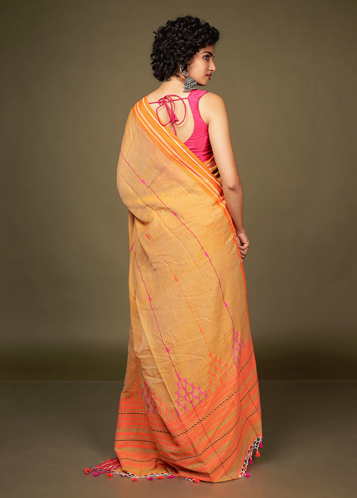 Rust Matka Silk Saree Without Blouse Piece