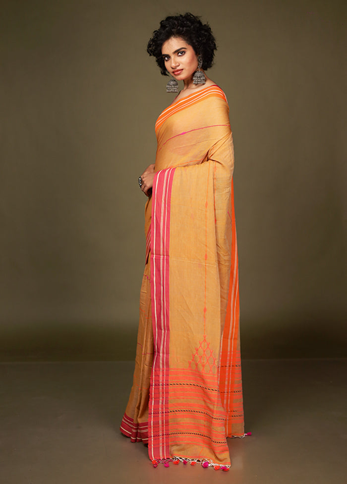 Rust Matka Silk Saree Without Blouse Piece