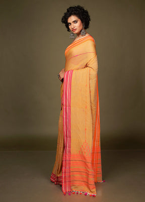 Rust Matka Silk Saree Without Blouse Piece