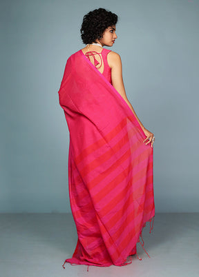 Pink Cotton Saree With Blouse Piece