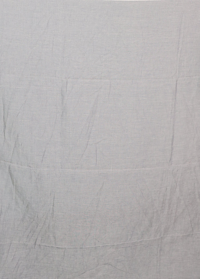 Grey Cotton Saree Without Blouse Piece