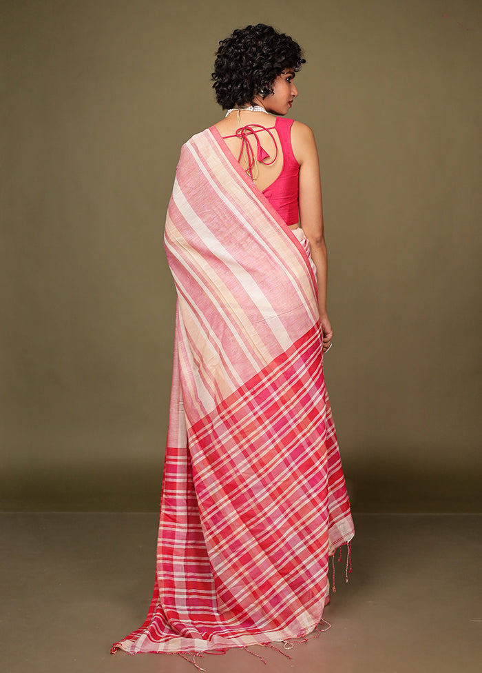 Pink Cotton Saree With Blouse Piece