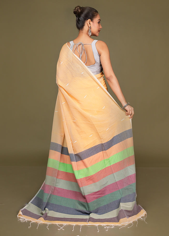 Yellow Cotton Saree With Blouse Piece