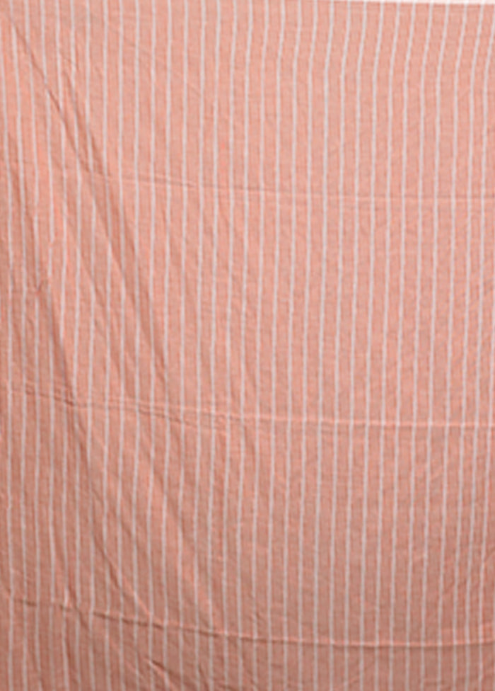 Peach Cotton Saree With Blouse Piece