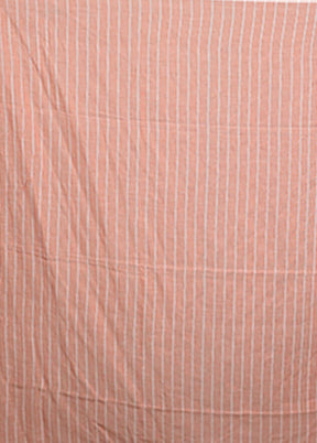 Peach Cotton Saree With Blouse Piece