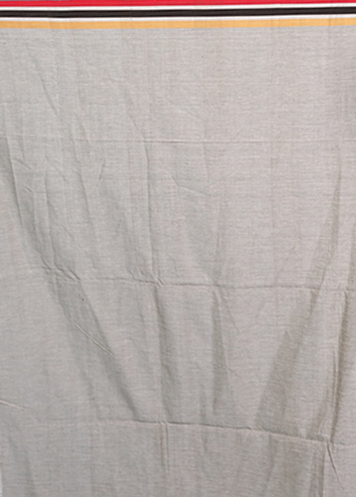 Grey Pure Cotton Saree With Blouse Piece