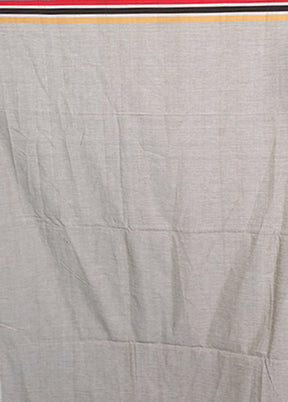 Grey Pure Cotton Saree With Blouse Piece