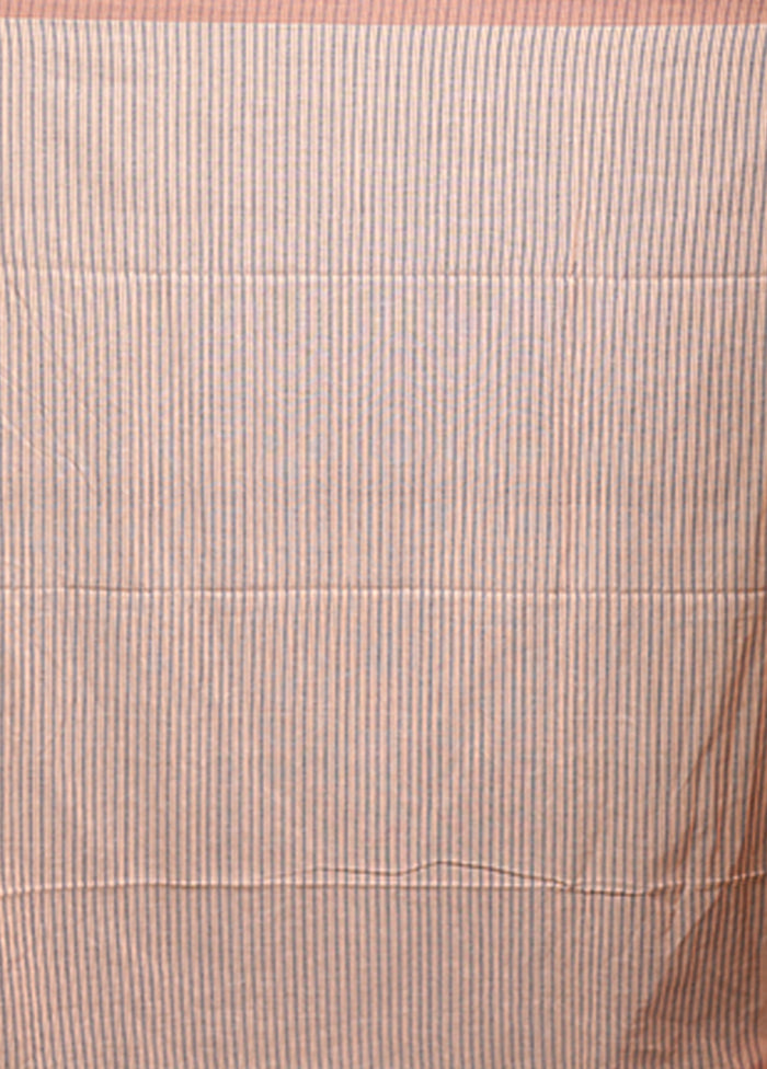 Peach Pure Cotton Saree With Blouse Piece