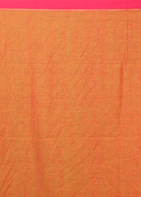 Orange Pure Cotton Saree With Blouse Piece
