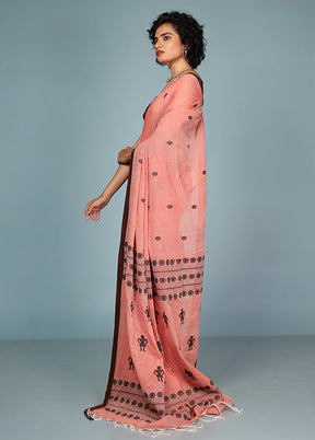 Pink Pure Cotton Saree Without Blouse Piece