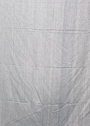 Grey Pure Cotton Saree With Blouse Piece