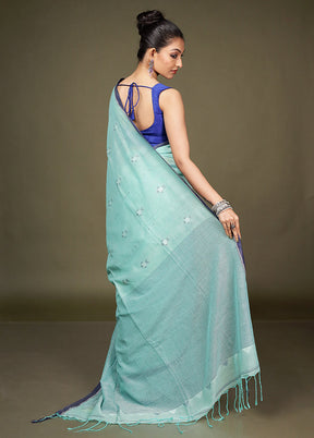 Green Matka Silk Saree With Blouse Piece