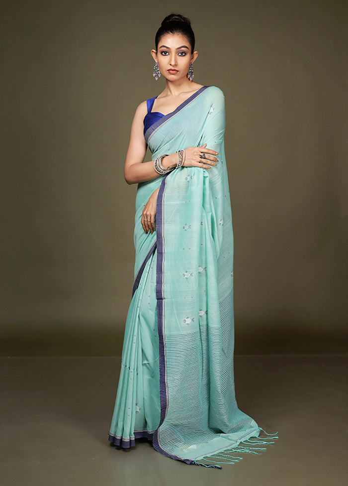Green Matka Silk Saree With Blouse Piece