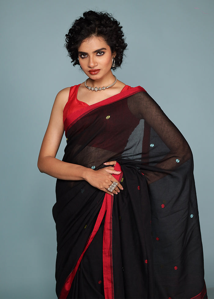 Black Matka Silk Saree Without Blouse Piece