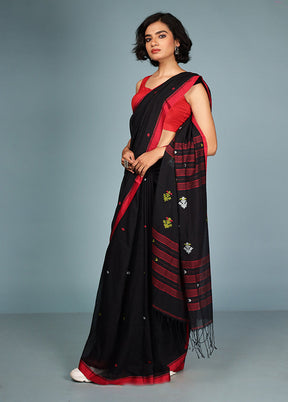 Black Matka Silk Saree Without Blouse Piece