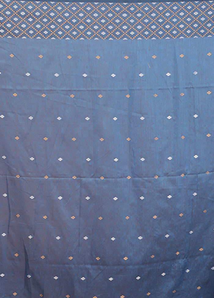 Blue Cotton Saree With Blouse Piece
