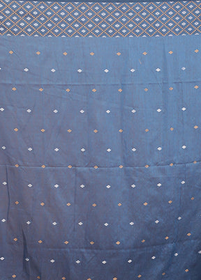 Blue Cotton Saree With Blouse Piece