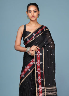Black Cotton Saree With Blouse Piece