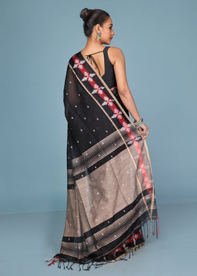 Black Cotton Saree With Blouse Piece