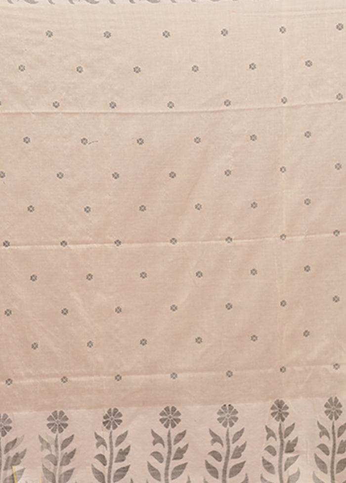 Cream Cotton Saree With Blouse Piece